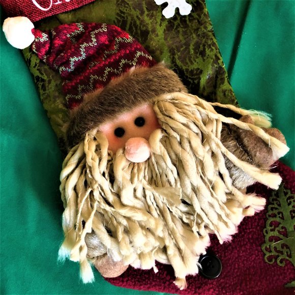 Traditional Christmas Stocking Design Mixed-media Multi-textured  New - Picture 2 of 3